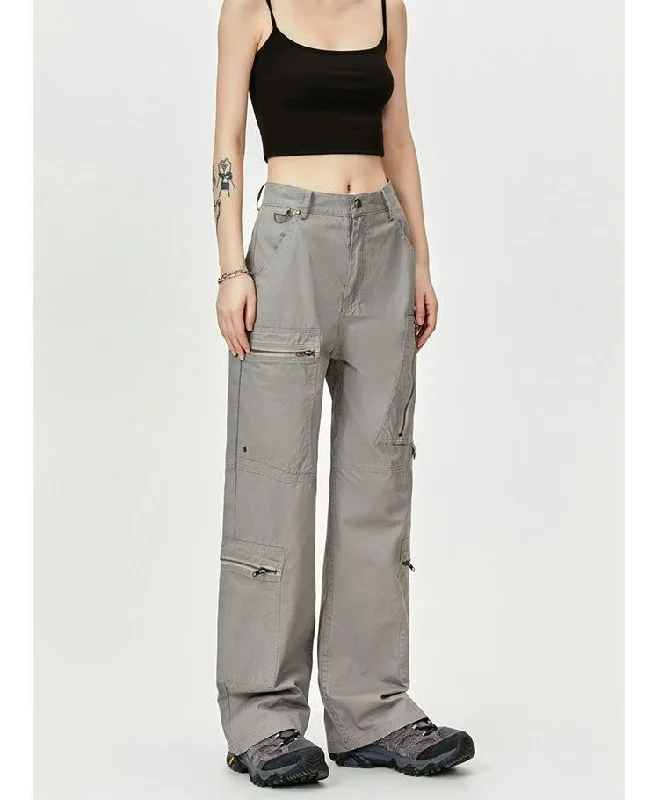 Asymmetric Zipped Pocket Cargo Pants