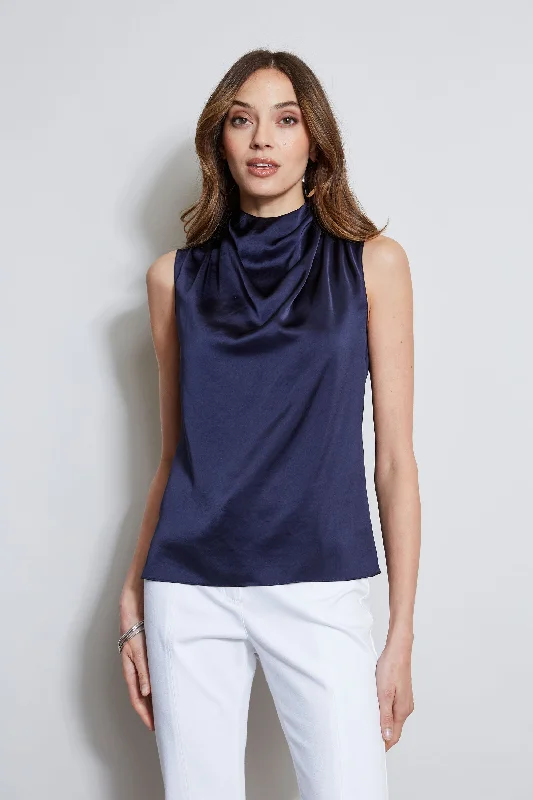 Satin Draped Neck Top