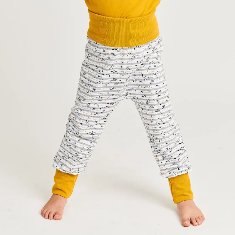 Organic rib pants "My little golden Ship" made from 95% organic cotton and 5% elasthane