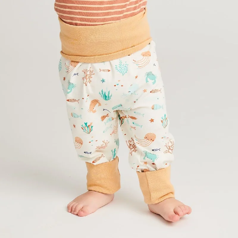 Organic rib pants "Ocean Party" made from 95% organic cotton and 5% elasthane