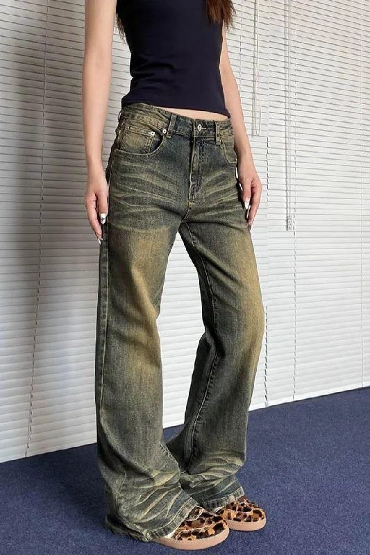 Gradient Ripple Flared Jeans