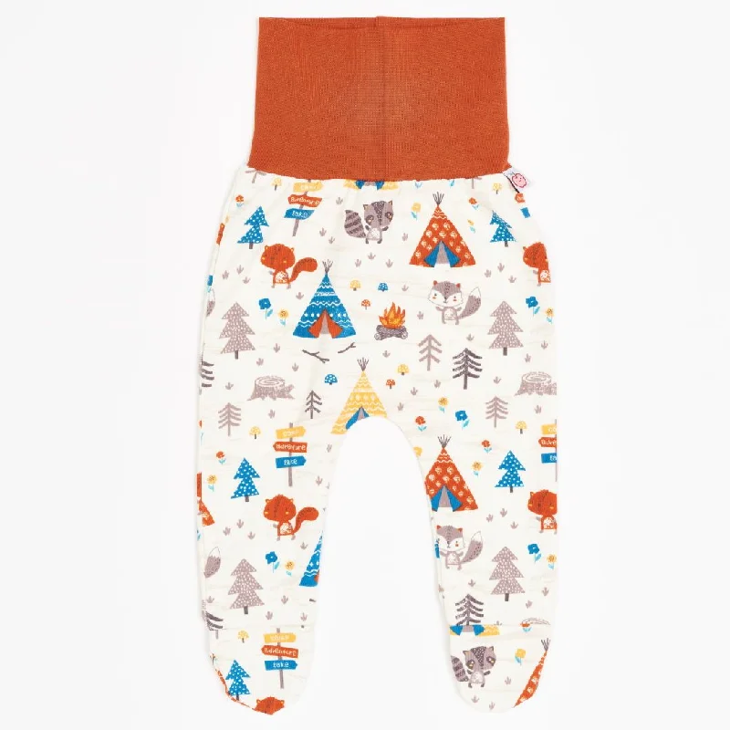 Organic footed baby pants "Adventure Camp" - 95% organic cotton, 5% elastane