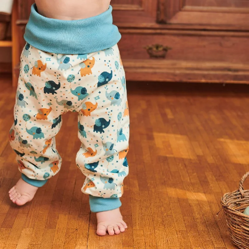 Organic reversible rib pants "Baby Elephant | Nicki Caramel" - 98% organic cotton, 2% elasthane