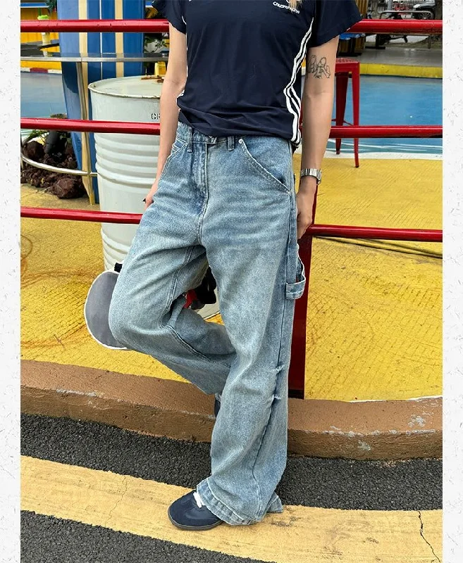 Loose Faded Cargo Jeans