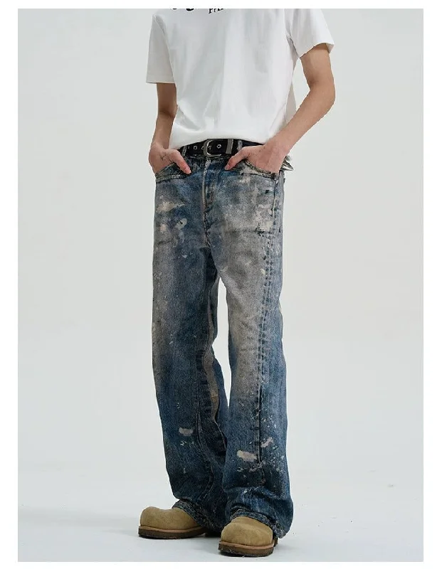 Paint-Splash Flared Jeans