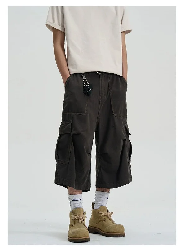 Pleated Pocket Cargo Shorts