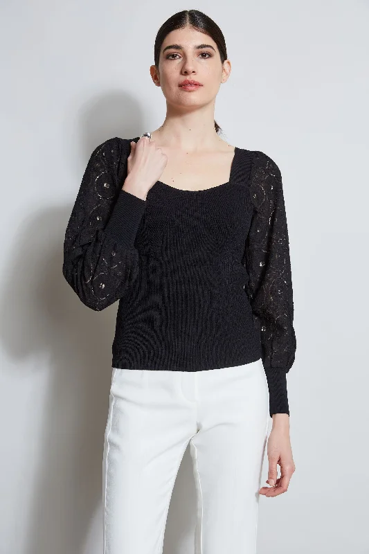 Contour Neck Lace Sleeve Sweater