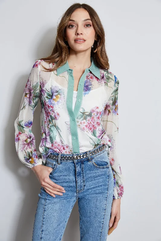 Silk Wind Floral Button Down Shirt