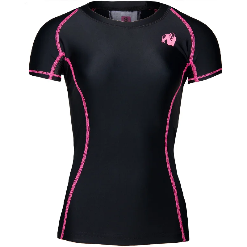 Carlin Compression Short Sleeve Top - Black/Pink