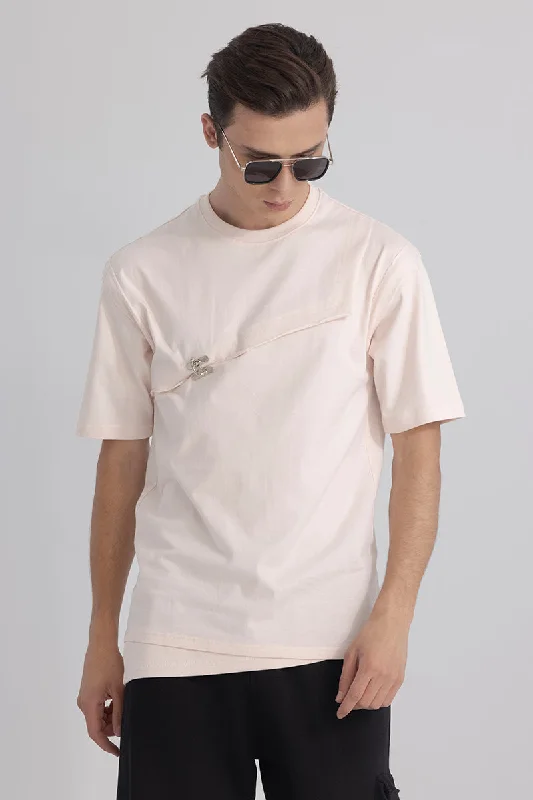 Hooked Ivory Peach Korean Styled T-Shirt