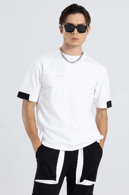 Side Slit White Korean Styled T-Shirt