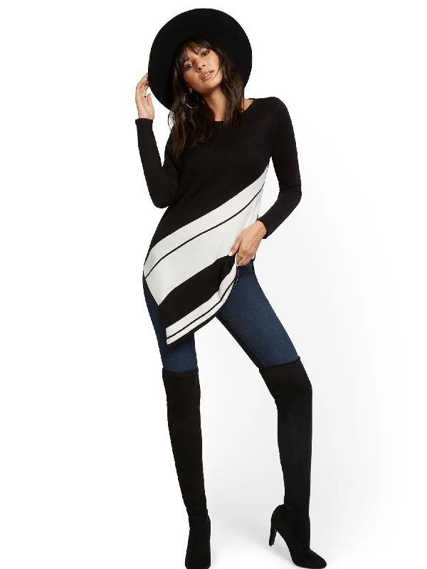 Asymmetrical Stripe Tunic Sweater