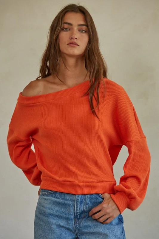 Blood Orange off the shoulder sweater