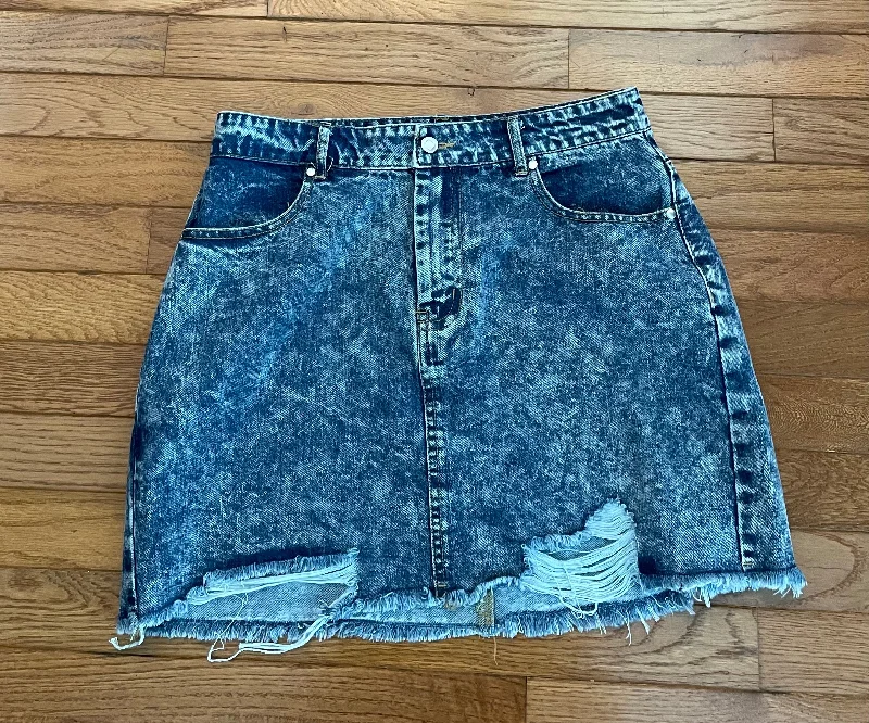 Distressed Denim Skirt