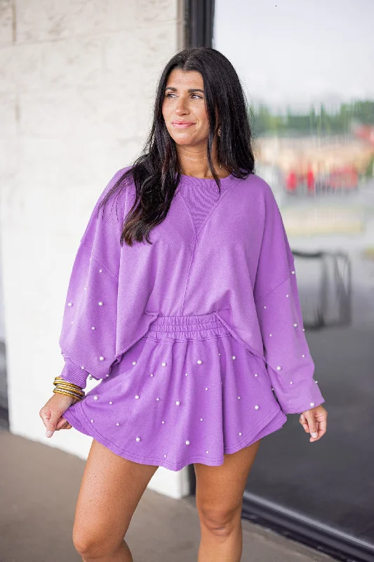 Pearl Dreaming Washed Purple Embellished Skort