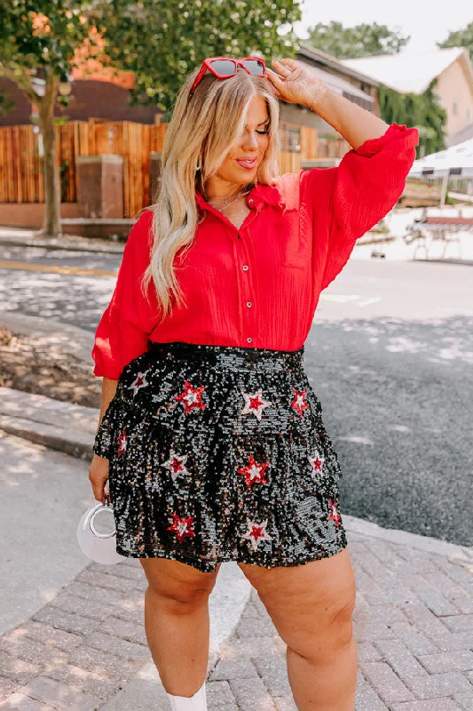 Pre-game Party Sequin Skirt in Black Curves