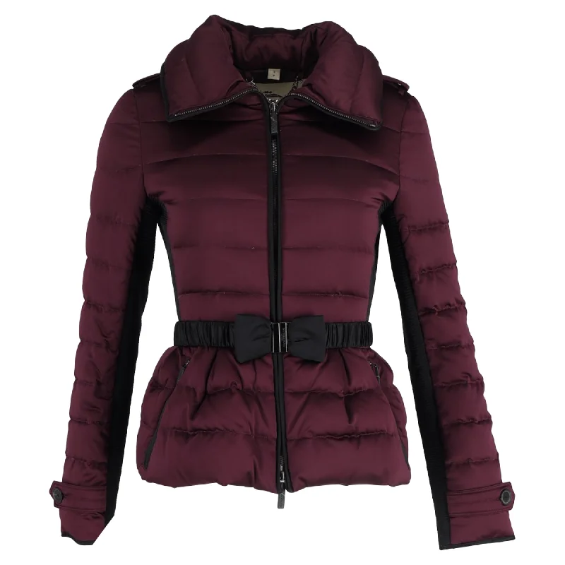 Burberry Appleton Puffer Jacket with Contrast Binding in Burgundy Polyester