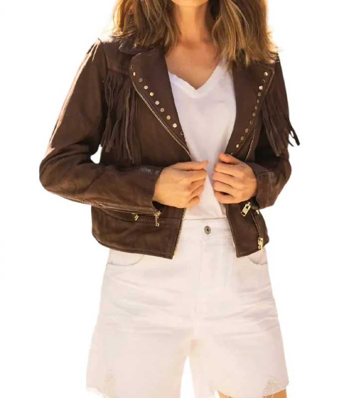 Fanny Leather Jacket In Dark Brown