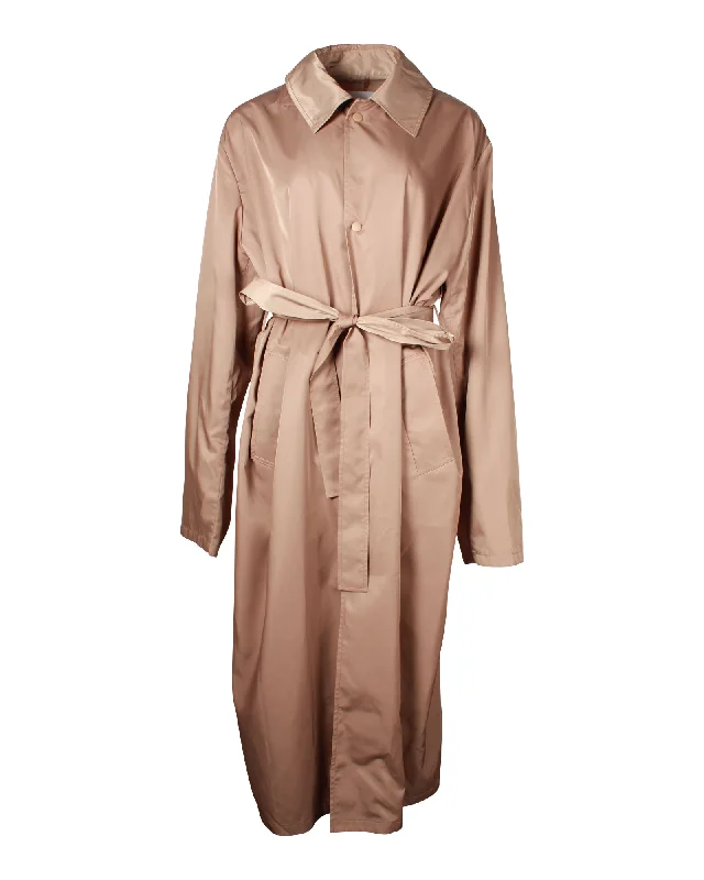 The Frankie Shop Eddie Belted Trench Coat in Brown Polyester