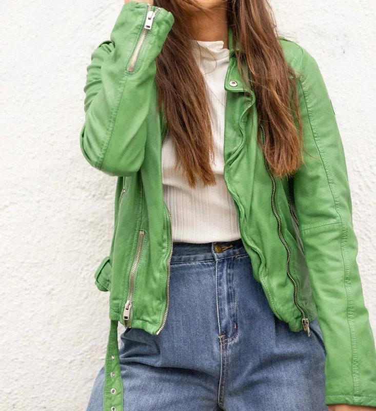 Wild Leather Jacket In Palm Leaf Green