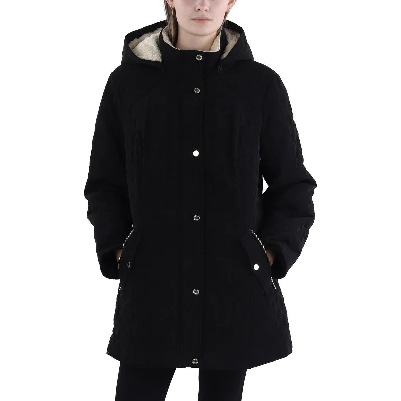 Womens Faux Fur Hooded Quilted Coat