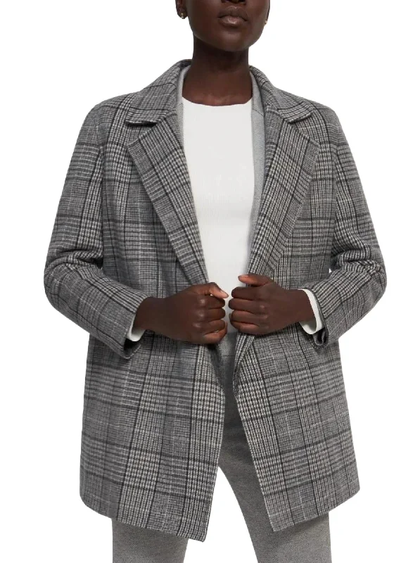 Clairene West Plaid Jacket In Grey Multi