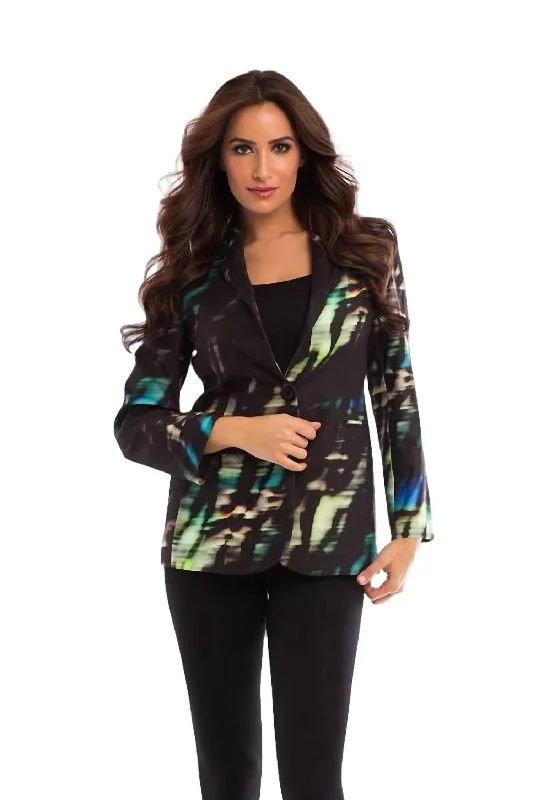 Faux Suede Midnight Blazer In Black Multi