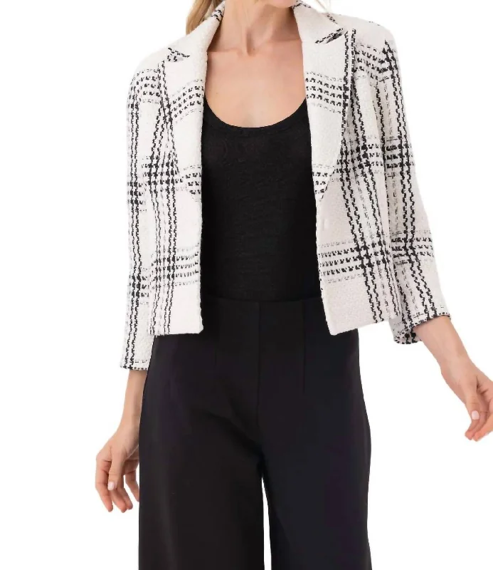 Geneva Blazer Jacket In Birch Plaid