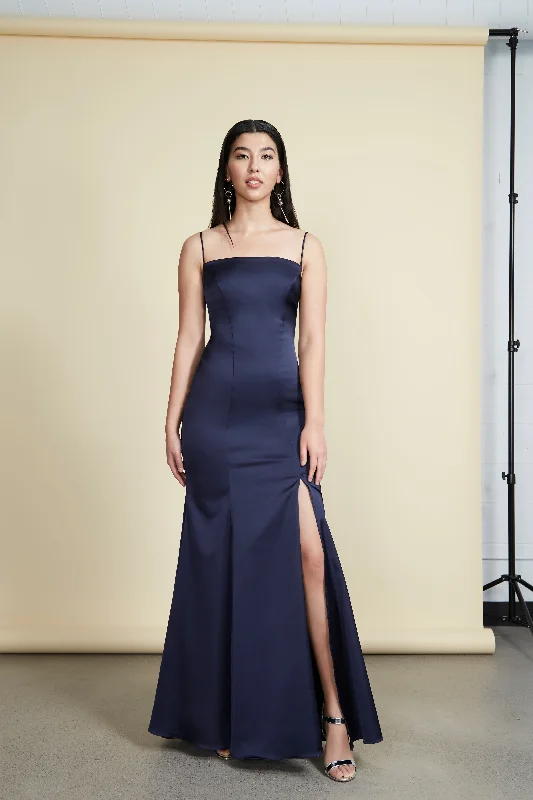 Naomi Gown | Navy Satin