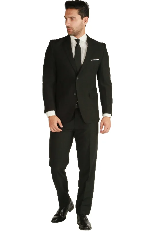 Paul Lorenzo 1969 Black Solid Slim Fit Suit (2-Piece Set)