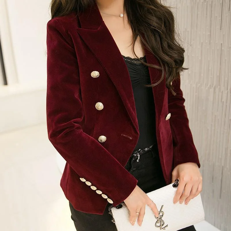 Women Blazer,  Velvet Blazer, Double Breast