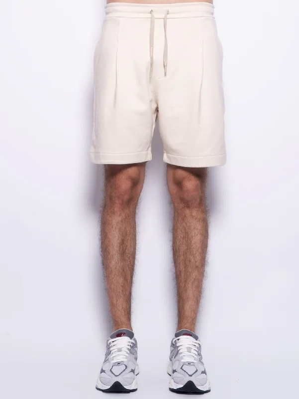 Shorts in Felpa con Pince Sabbia