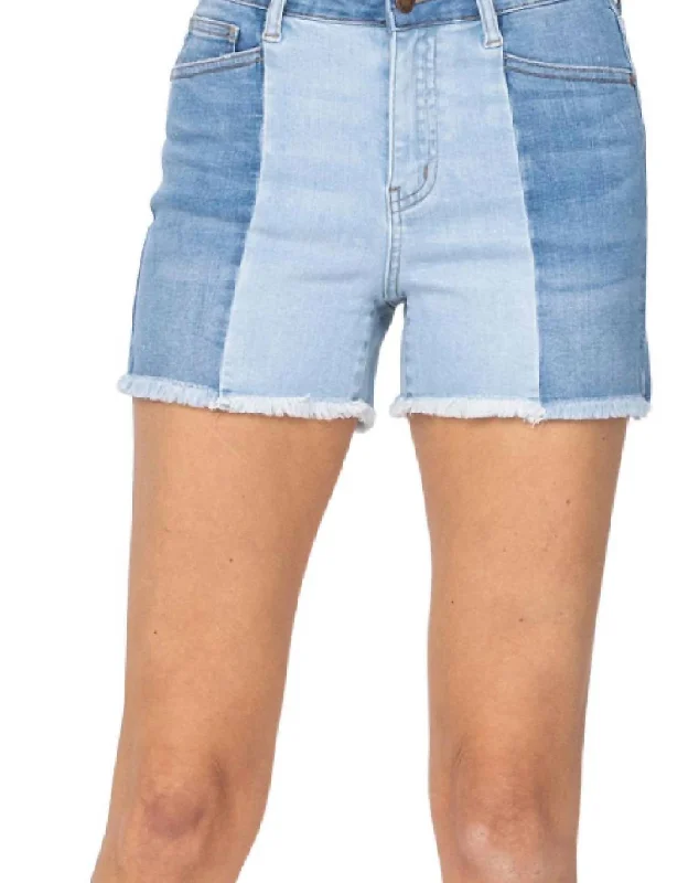 Contrast Panel Shorts In Blue