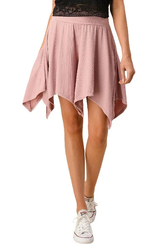 Women's Flowy Asymmetrical Shorts In Mauve