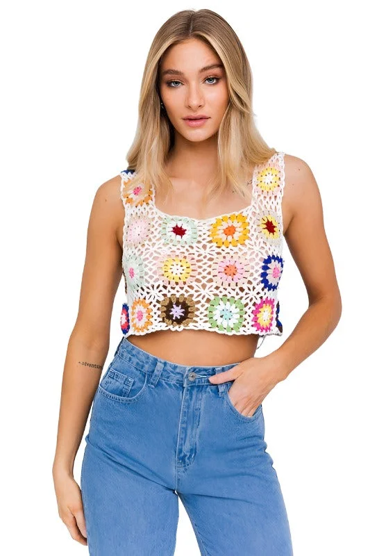 Sleeveless Multi Crochet Top