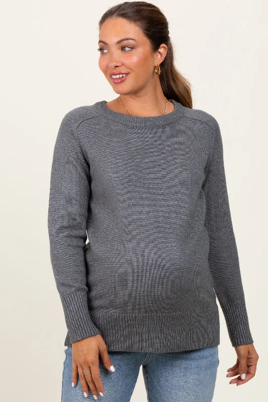 Charcoal Basic Relaxed Fit Maternity Sweater