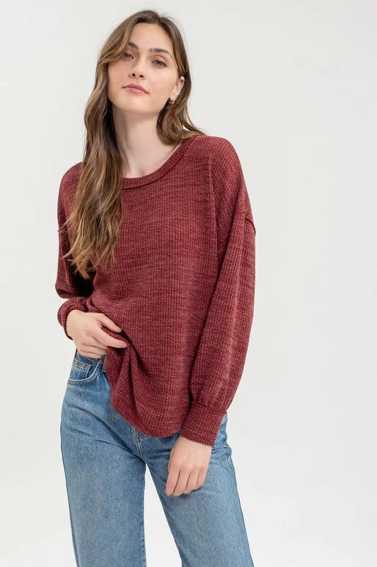 VERONICA DROP SHOULDER LONG SLEEVE SWEATER KNIT TOP