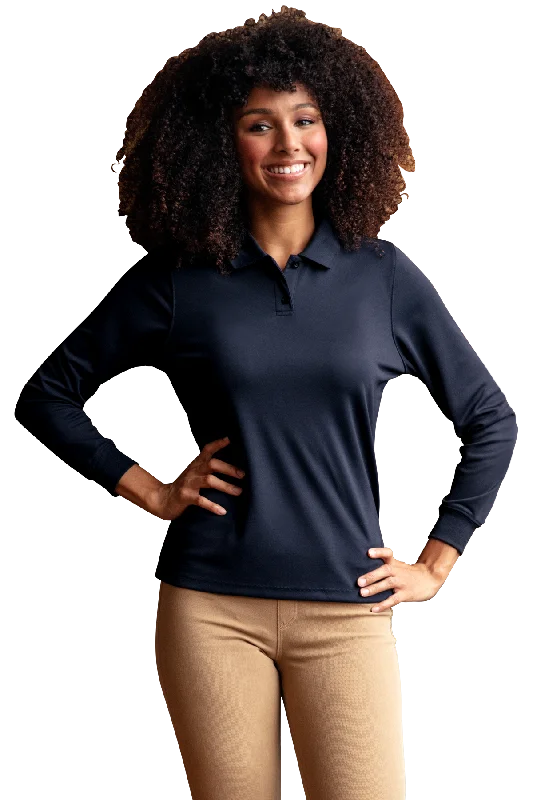 Women's Vansport Omega Long Sleeve Solid Mesh Tech Polo